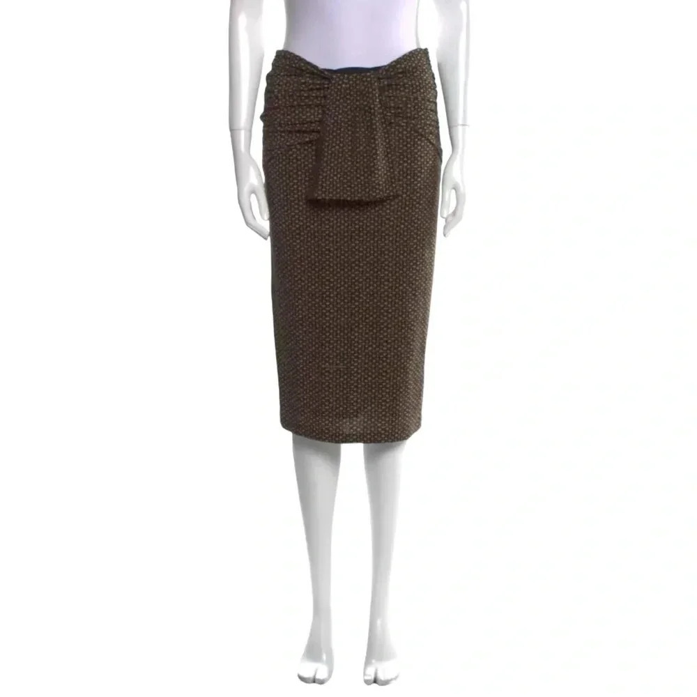 Burberry London Printed Brown Midi Length Skirt Size 6